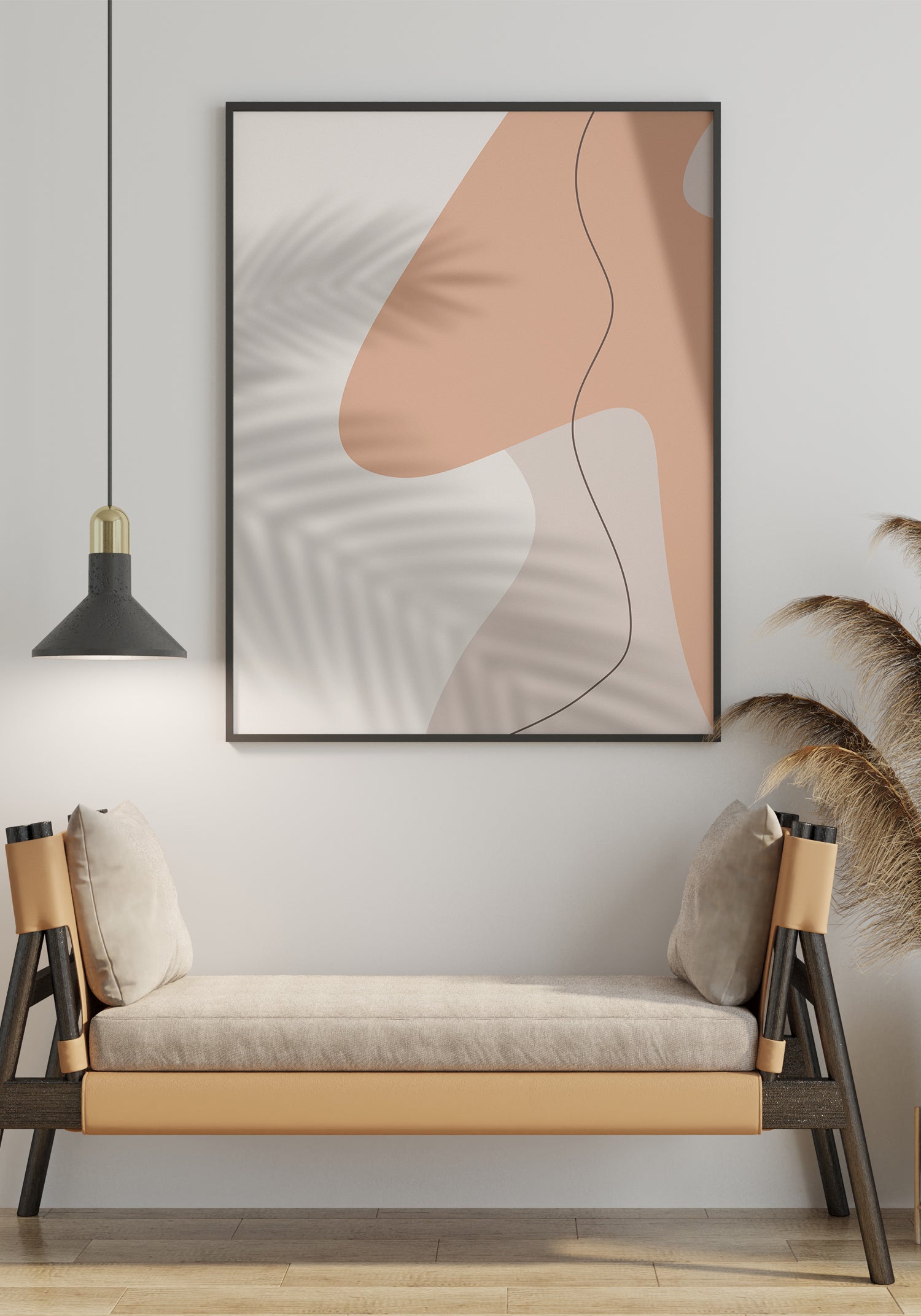 Poster art abstrait nude colors palm