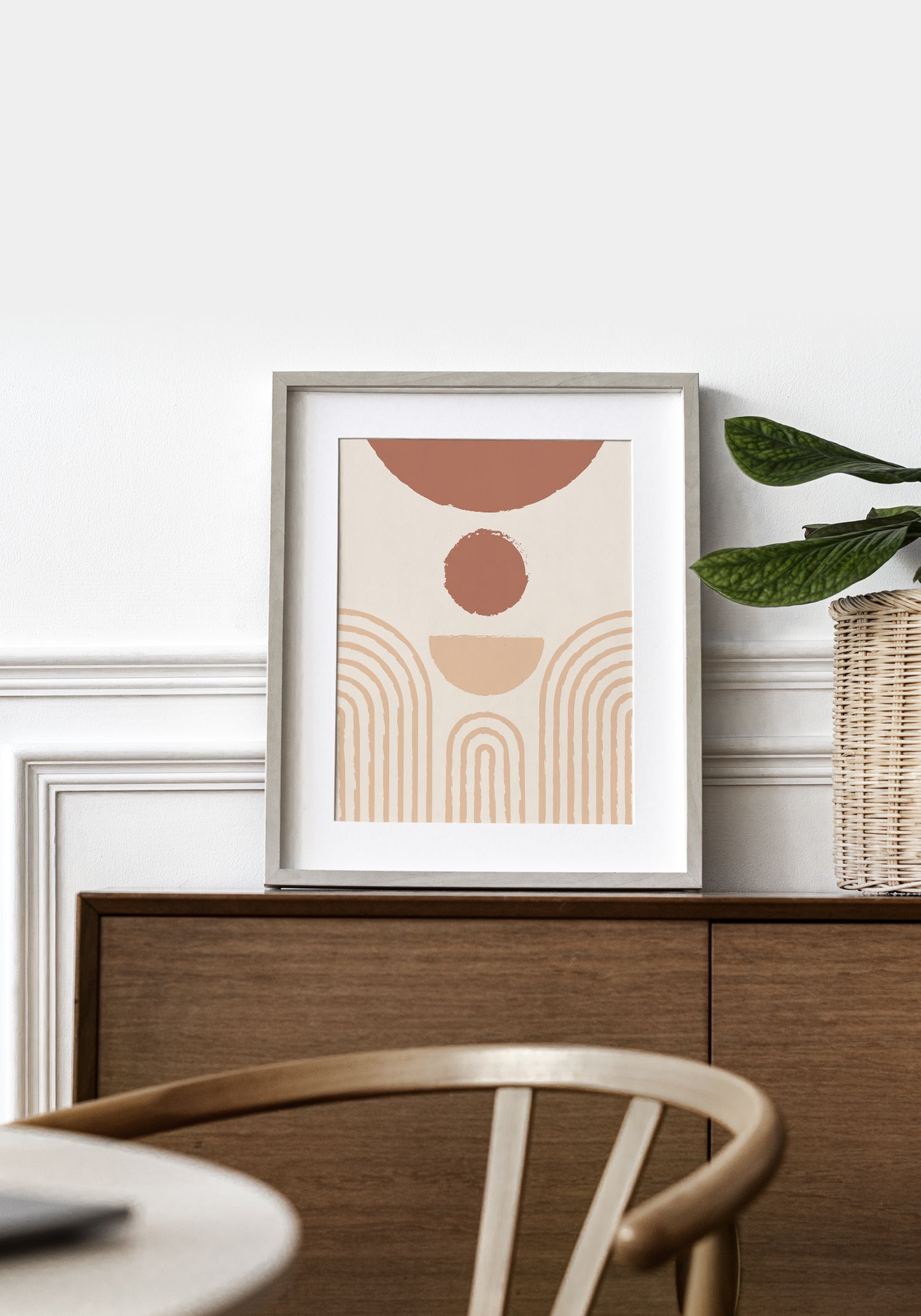 Poster abstract art shapes terracotta