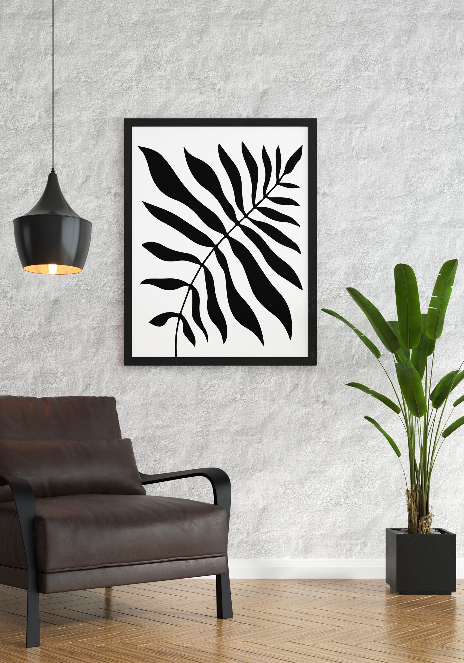 Black leaf plant poster floral botanical