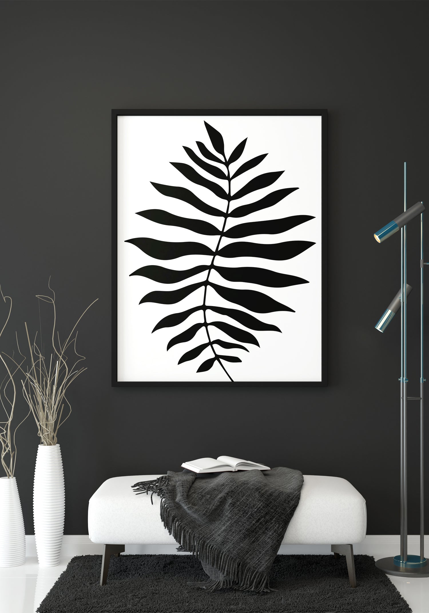 Black leaf plant poster floral botanical