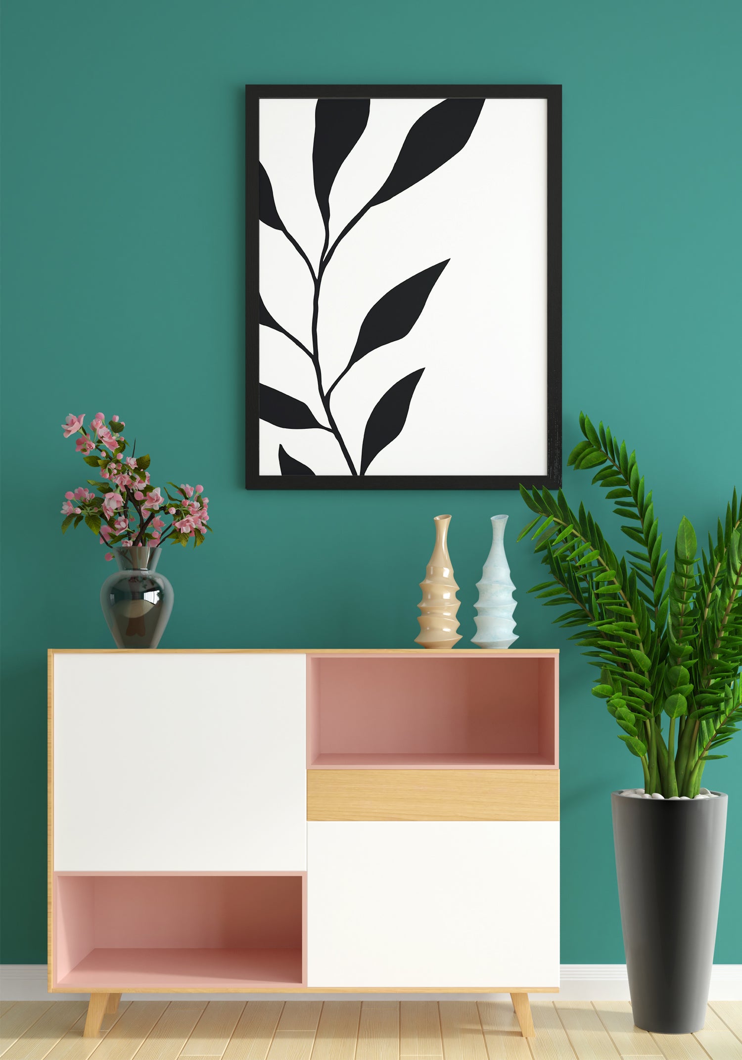 Poster black branch floral botanical plant