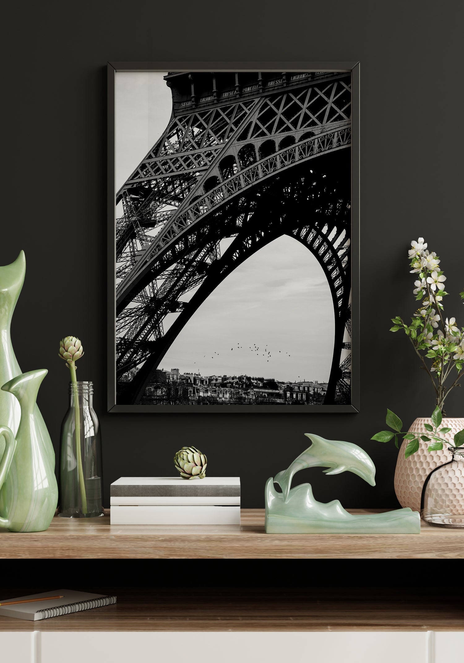 Photographye eiffel tower paris black and white poster