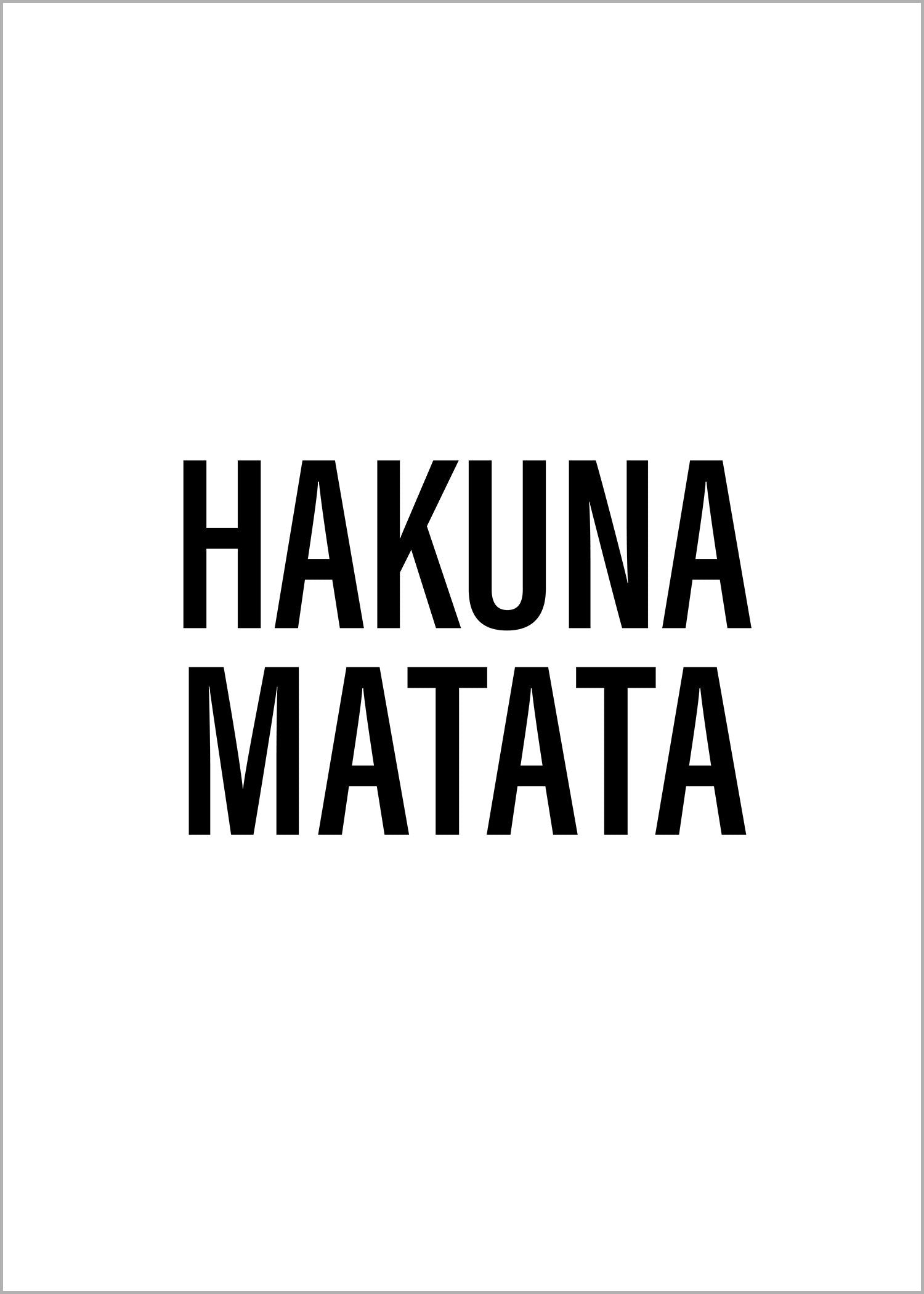 hakuna matata affiche enfant texte citation chambre décoration