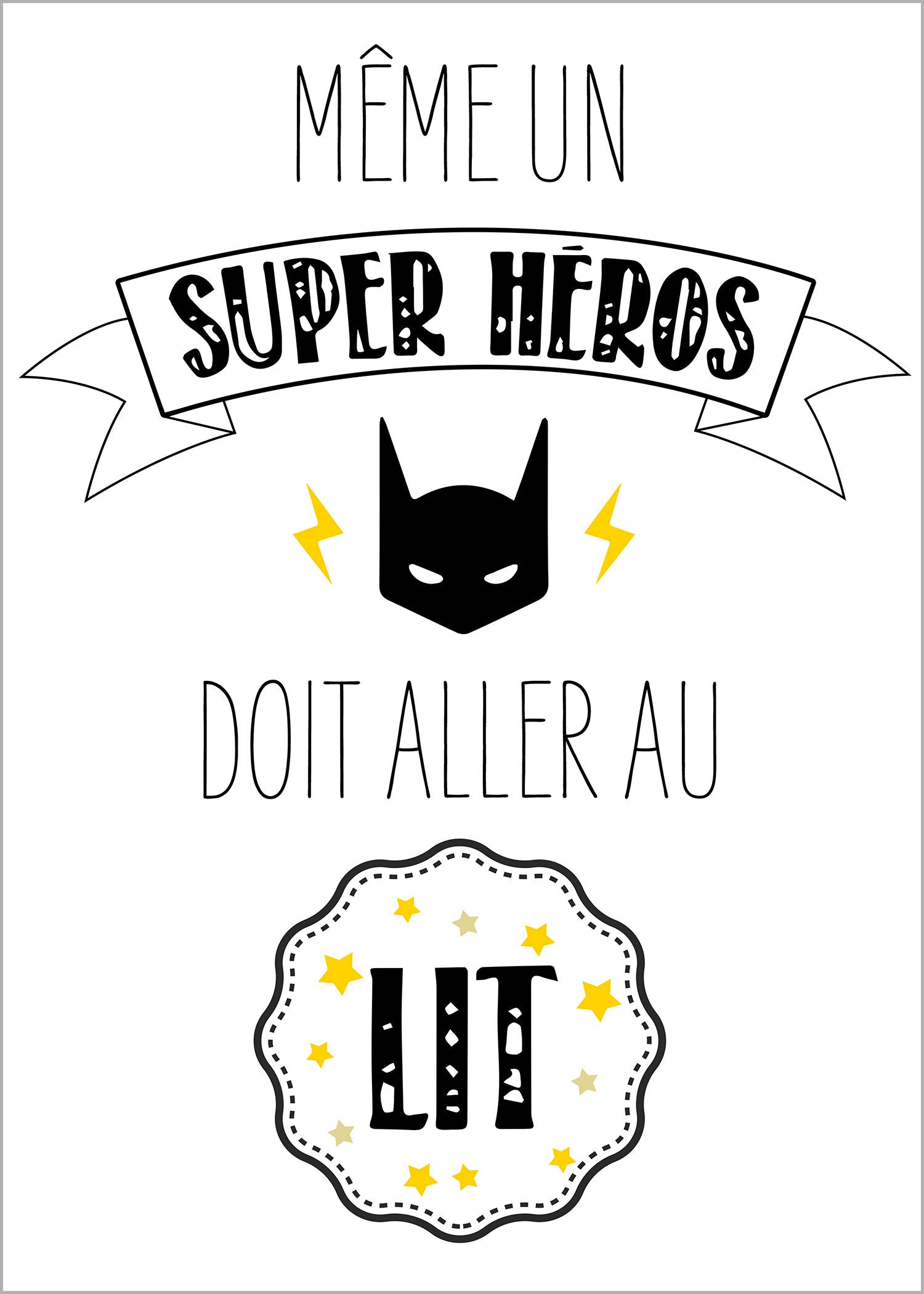 Affiche enfant decoration chambre super heros