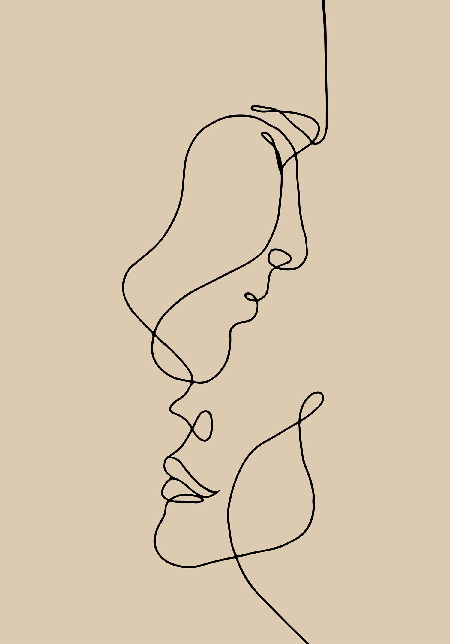 affiche line art minimaliste couple visage